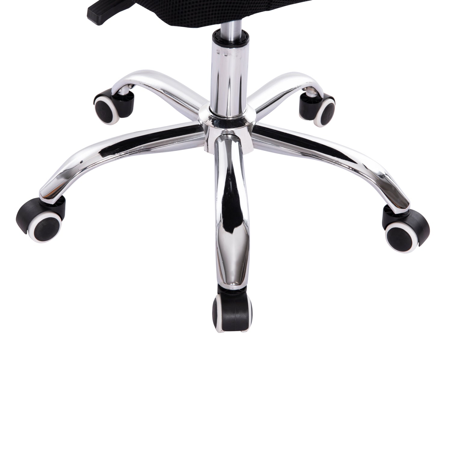 Офис стол Trail2 със сини и черни мрежести облегалки и хромирани крака 61x61x116 см