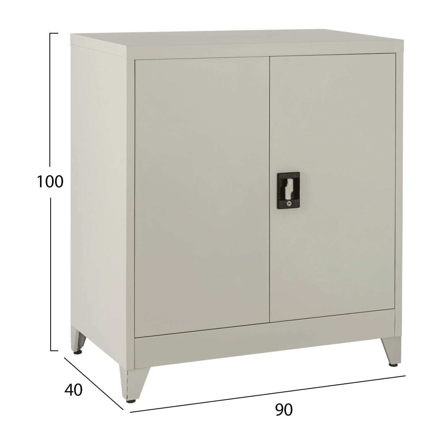 Метален гардероб DURON с 2 крила и 2 врати и крака - сив 90x40x100 см