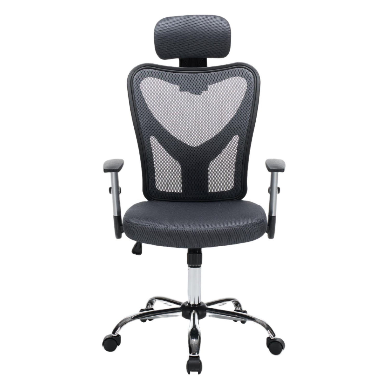 Офис стол Cuore сив мрежестен платеж - черна рамка - хромирана основа 63x61x125всм.