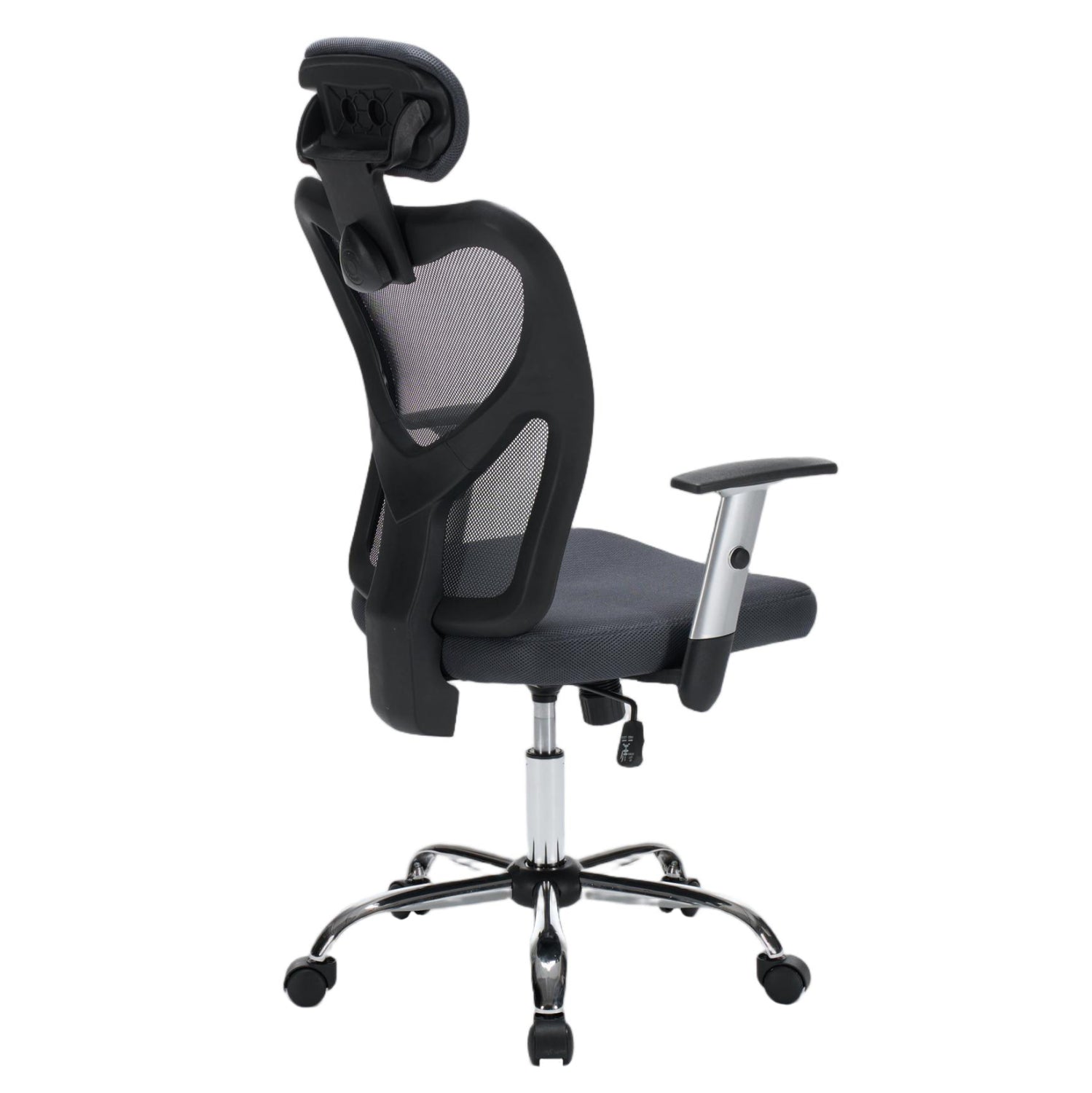 Офис стол Cuore сив мрежестен платеж - черна рамка - хромирана основа 63x61x125всм.