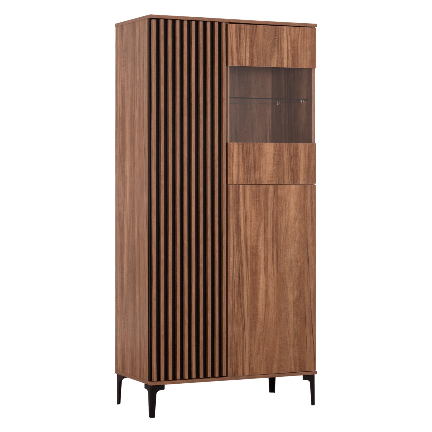 Витрина HARRY цвят натурален-черен 90x40x185