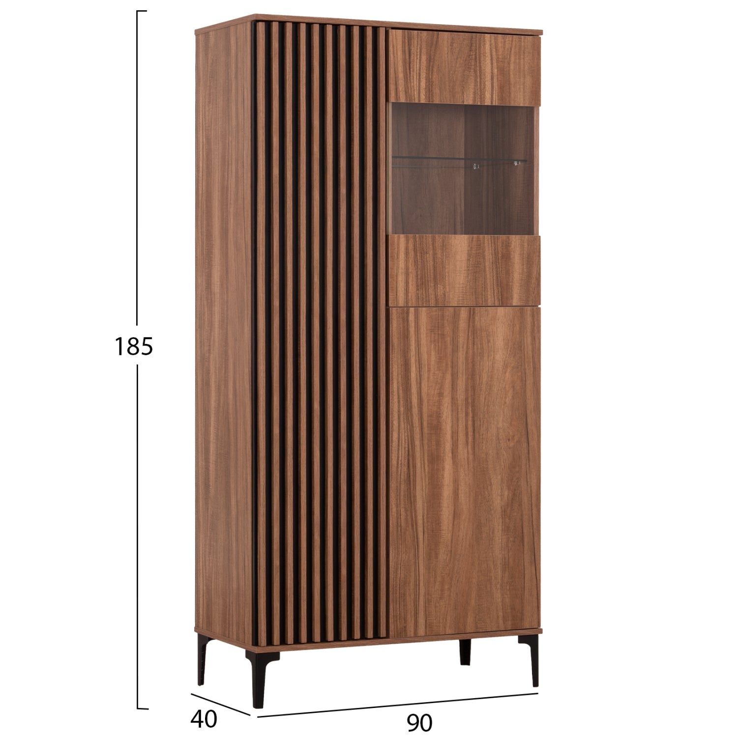 Витрина HARRY цвят натурален-черен 90x40x185