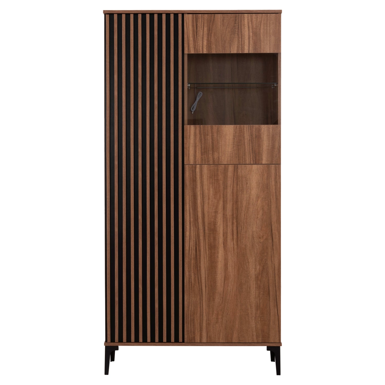 Витрина HARRY цвят натурален-черен 90x40x185