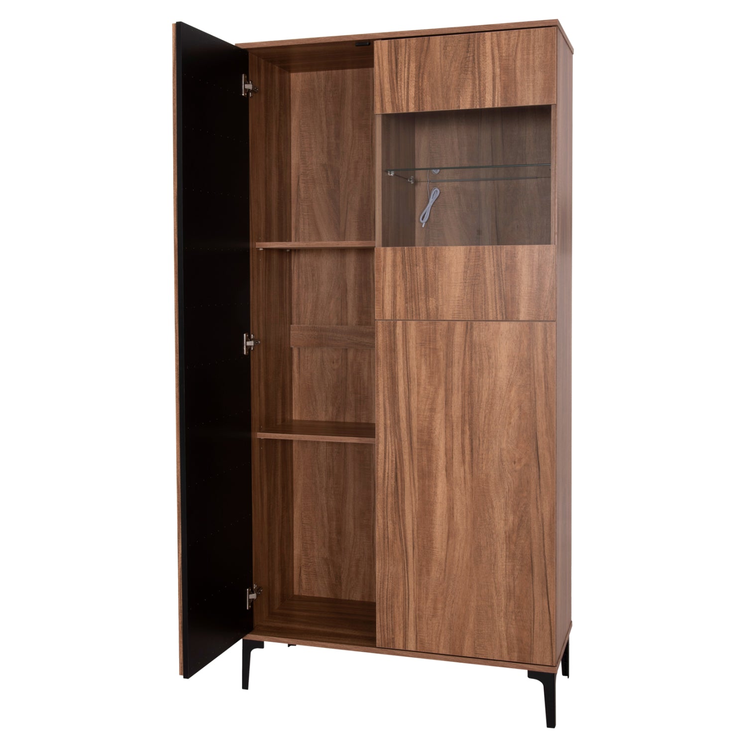 Витрина HARRY цвят натурален-черен 90x40x185