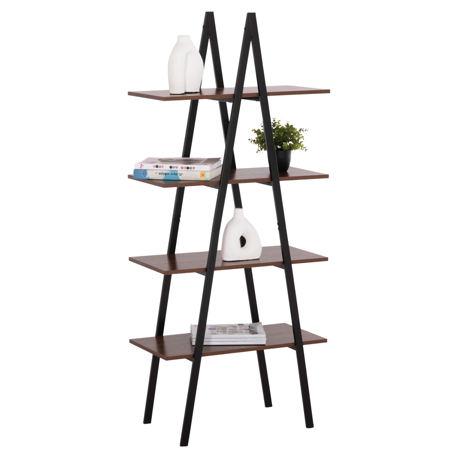 Етажерка STAM цвят черен-орех 71x38x165