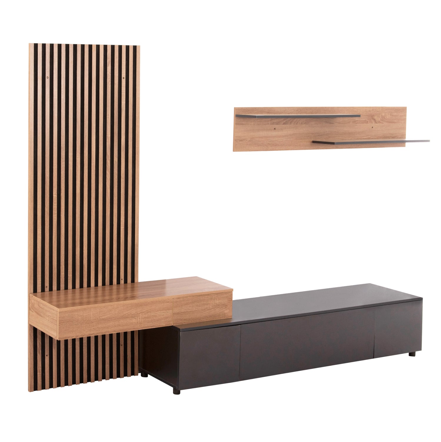 Тв шкаф DORT с меламин в цвят сонома-тъмно сив 249.5x42.2x199.5см