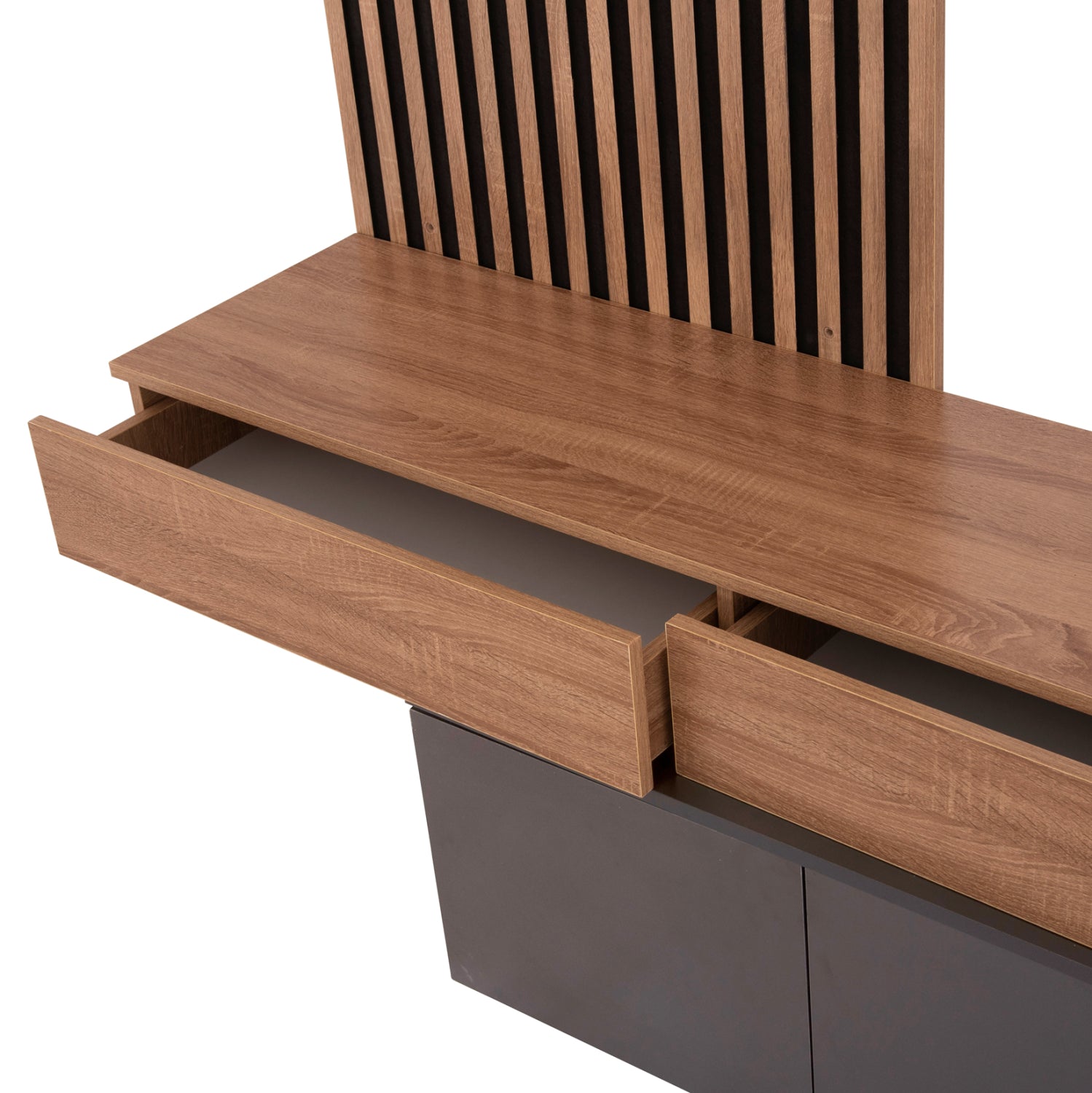 Тв шкаф DORT с меламин в цвят сонома-тъмно сив 249.5x42.2x199.5см