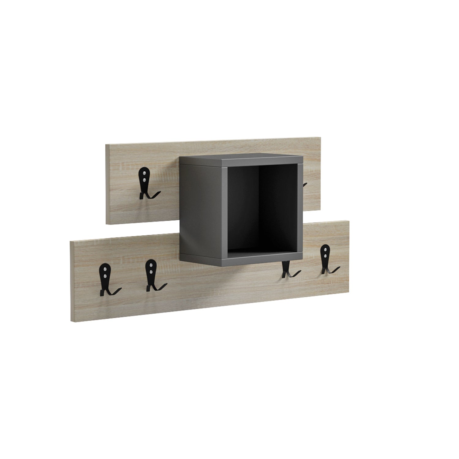 Закачалка и рафтове цвят сонама-сив 69x12x32см