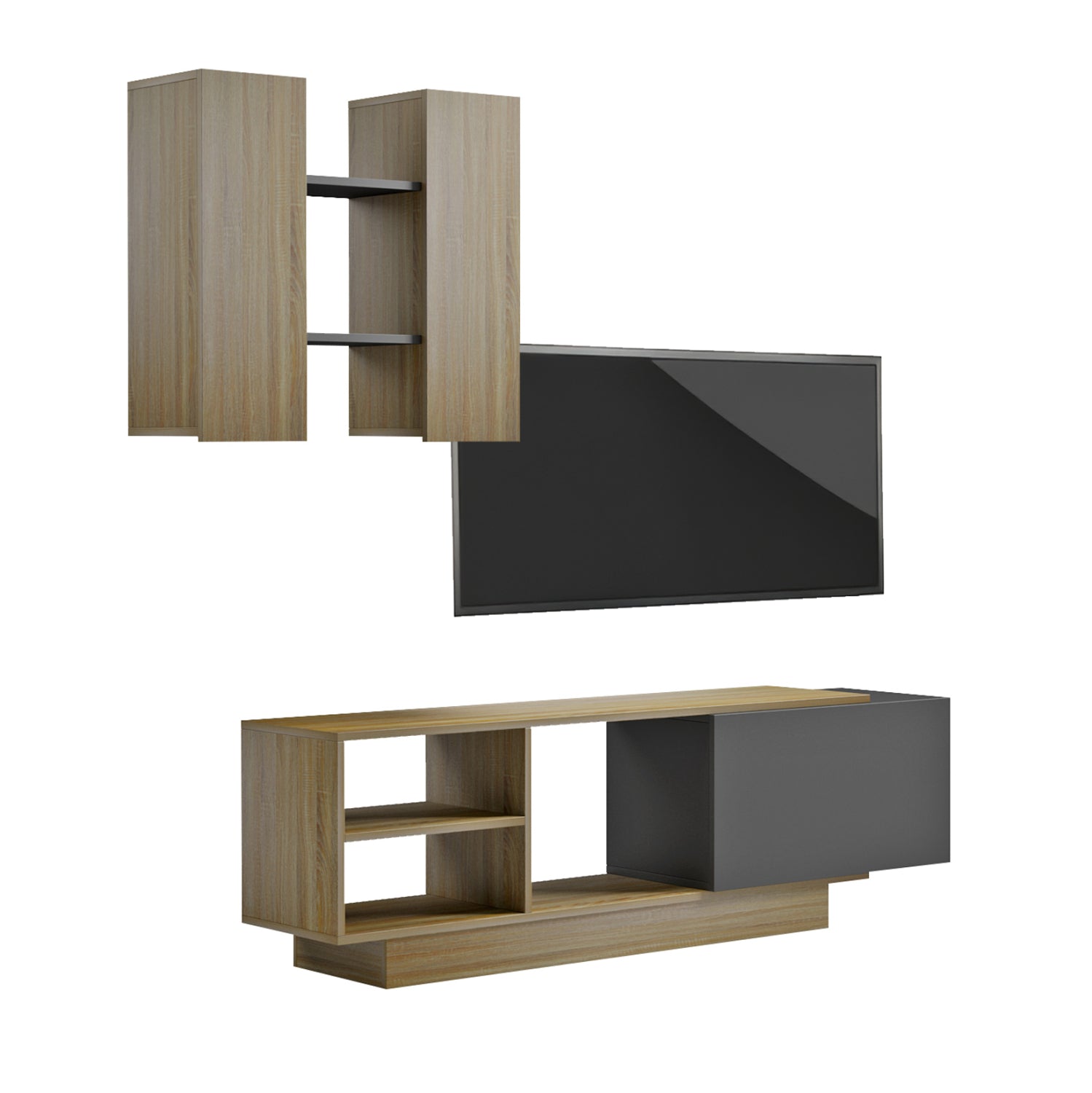 Тв шкаф TYSON меламин сонама сив 140x315x435см