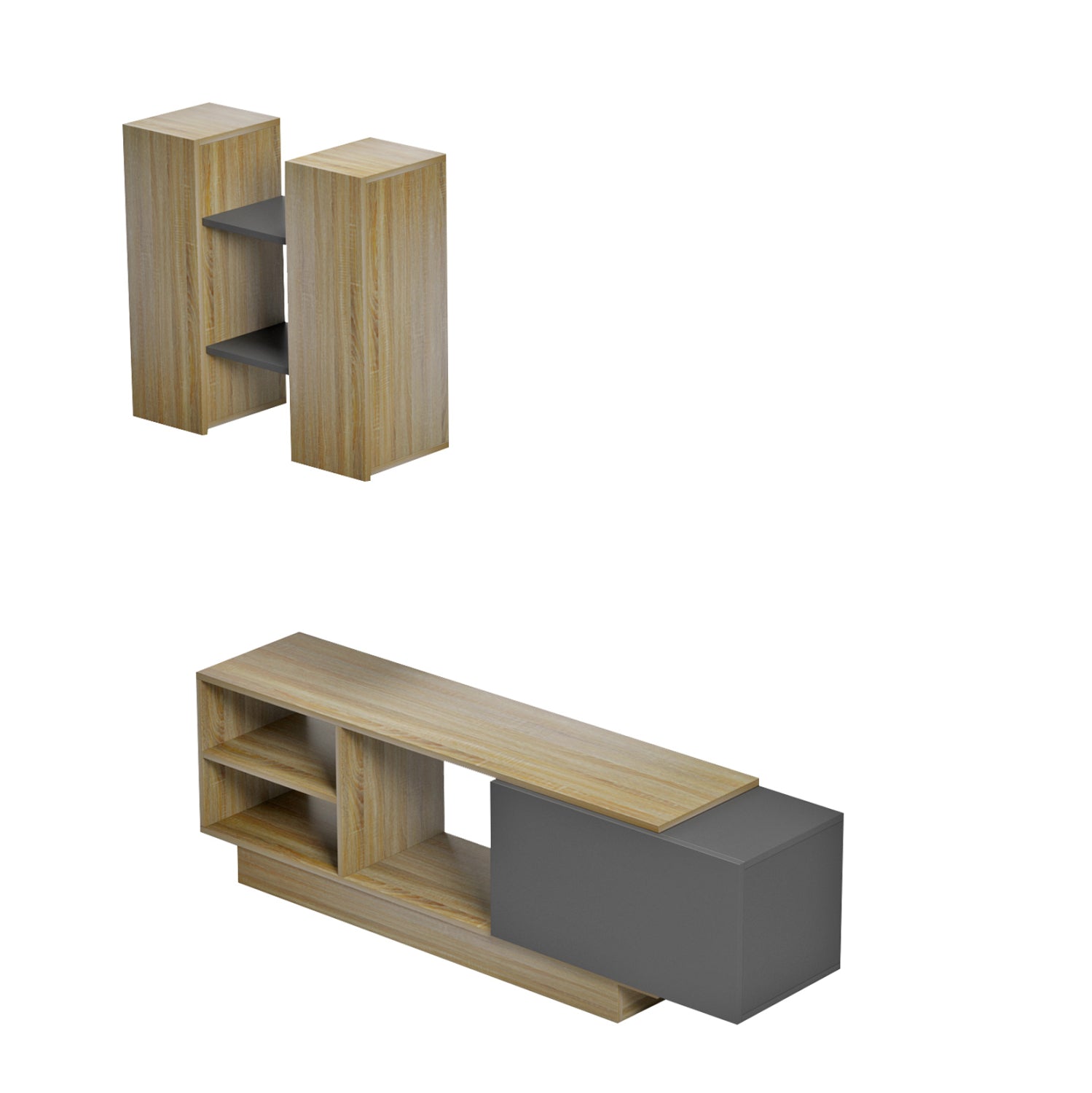 Тв шкаф TYSON меламин сонама сив 140x315x435см