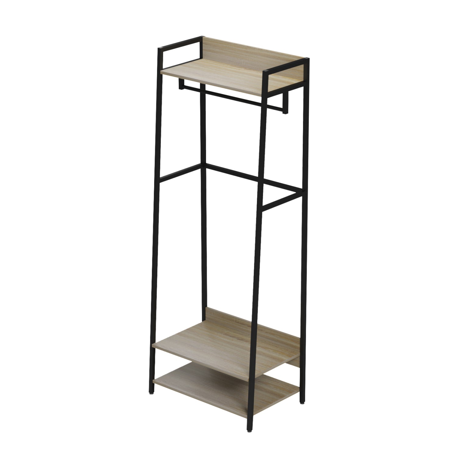 Отворен гардероб ARANJA черен метал-меламин sonama 64x40x169см