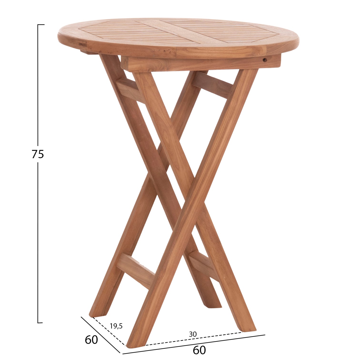 Кръгла режисьорска маса ерис тиково дърво -- натурално φ60x75hcm