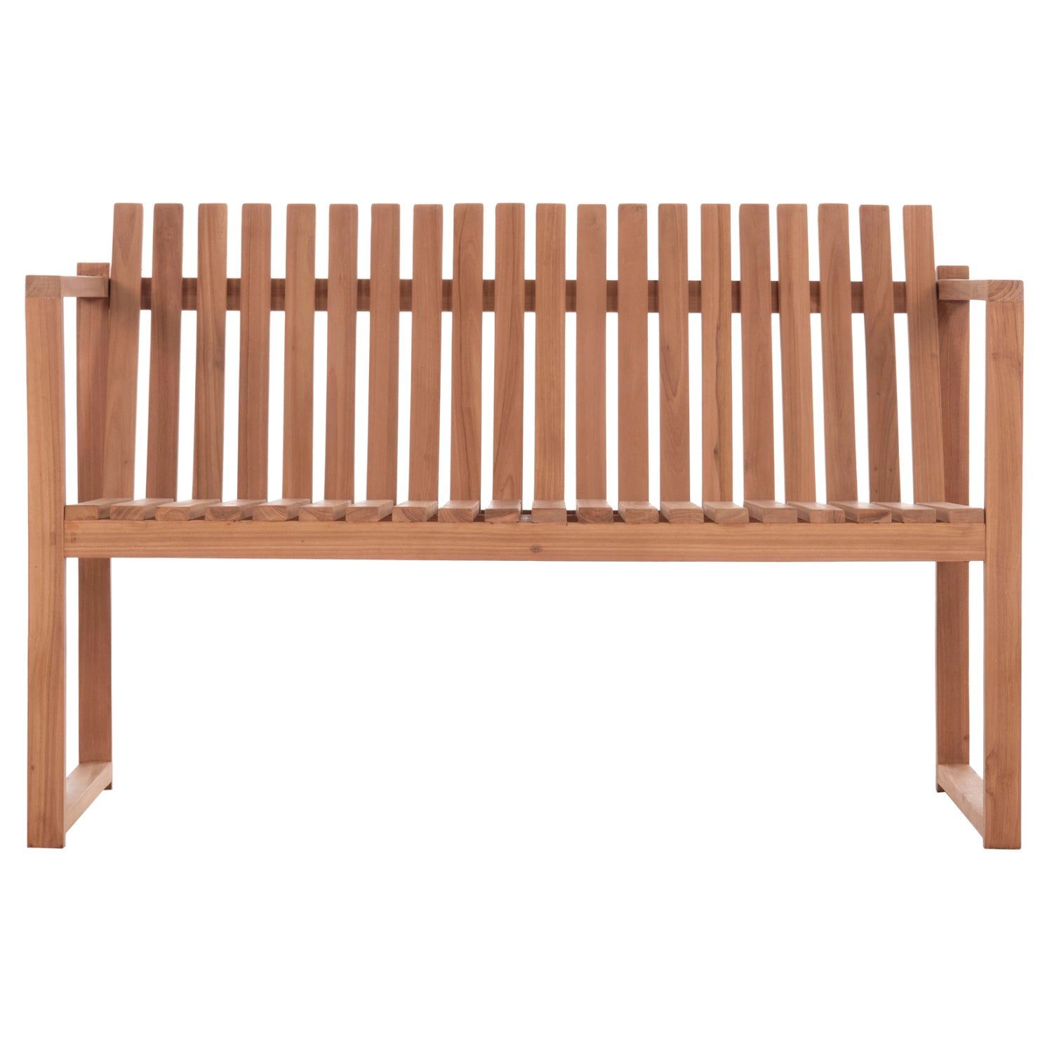 Градинска пейка за 2 места, тиково дърво - естествен цвят, 130x60x86см