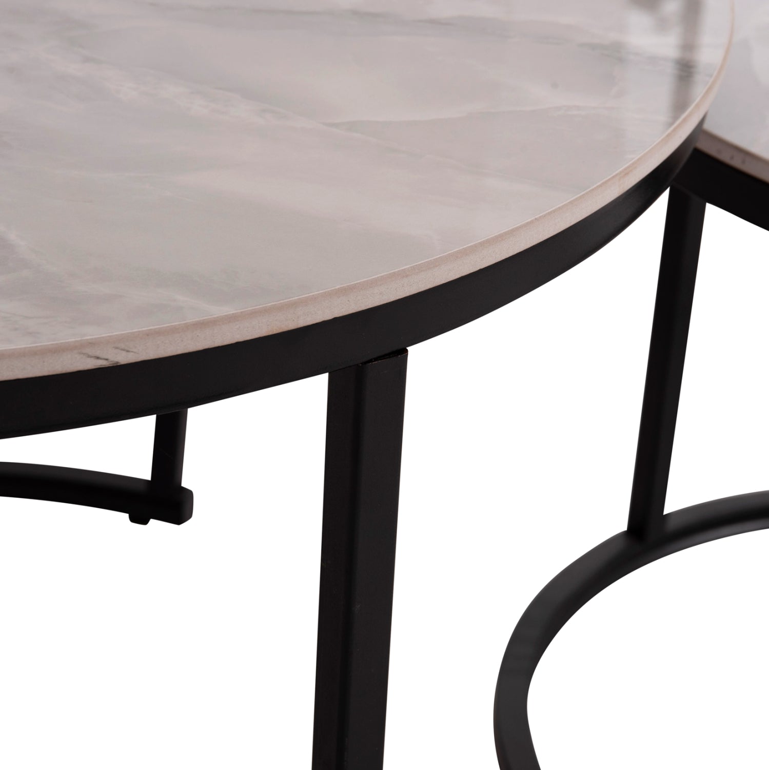 Комплект холни маси от 2 бр.TALOS сива керамика-метал φ70x46см