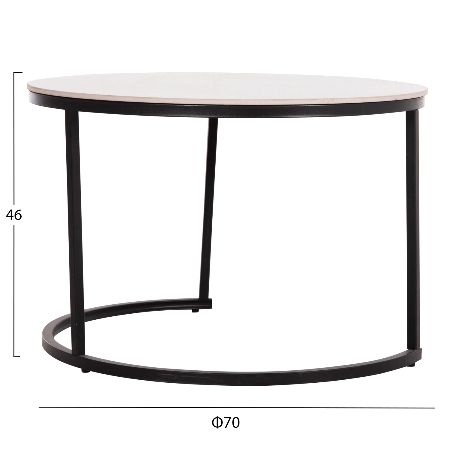 Комплект холни маси от 2 бр.TALOS сива керамика-метал φ70x46см