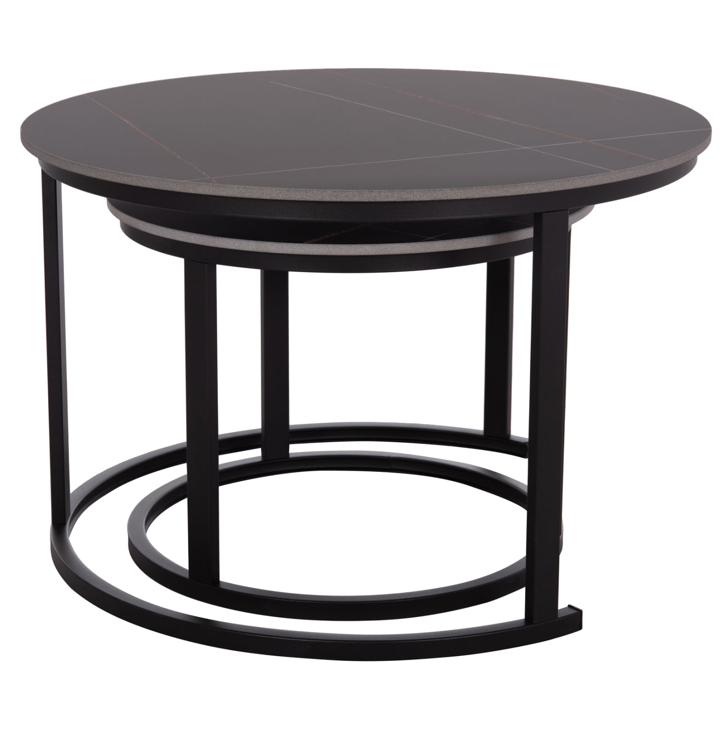 Комплект холни маси 2 бр Talos с вид на черен мрамор 2бр./φ70 и ф50см