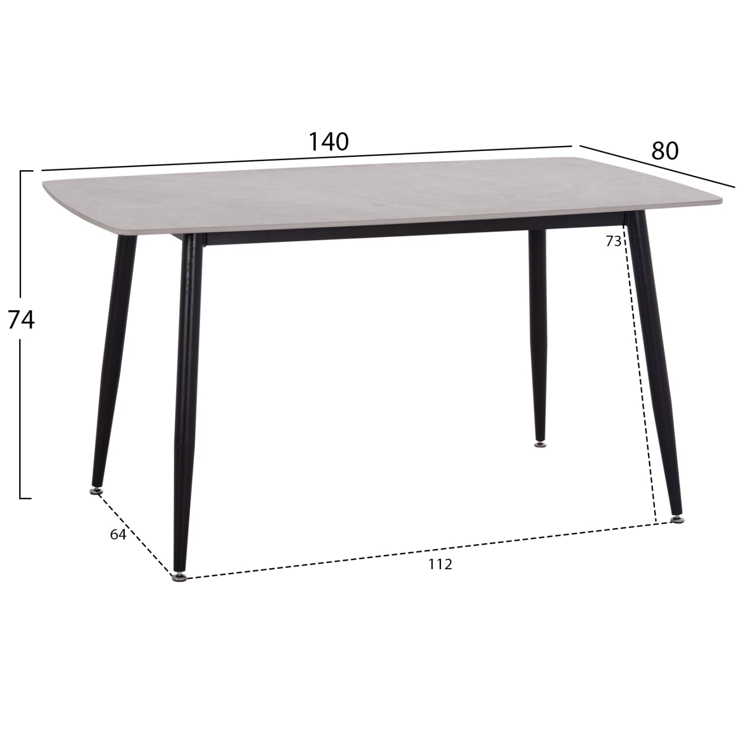 Mаса Raven с визия на сив мрамор 140x80x74см.