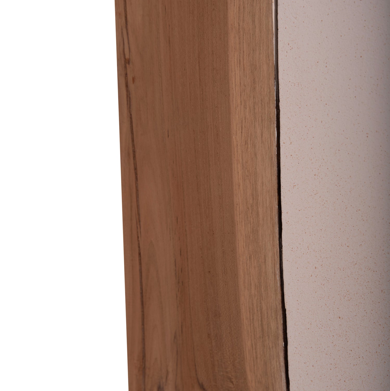 Помощна маса Leia фибрo цимент бяло-тиково дърво 32.5x32.5x46cm.