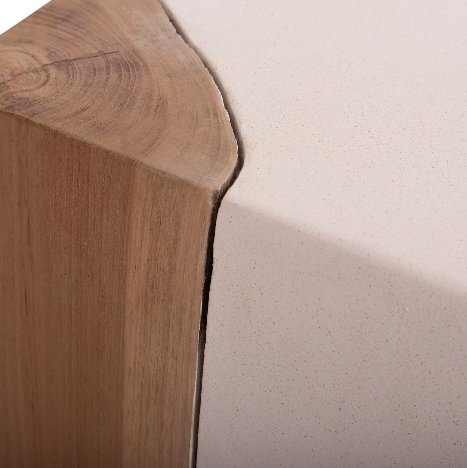 Помощна маса Leia фибрo цимент бяло-тиково дърво 32.5x32.5x46cm.