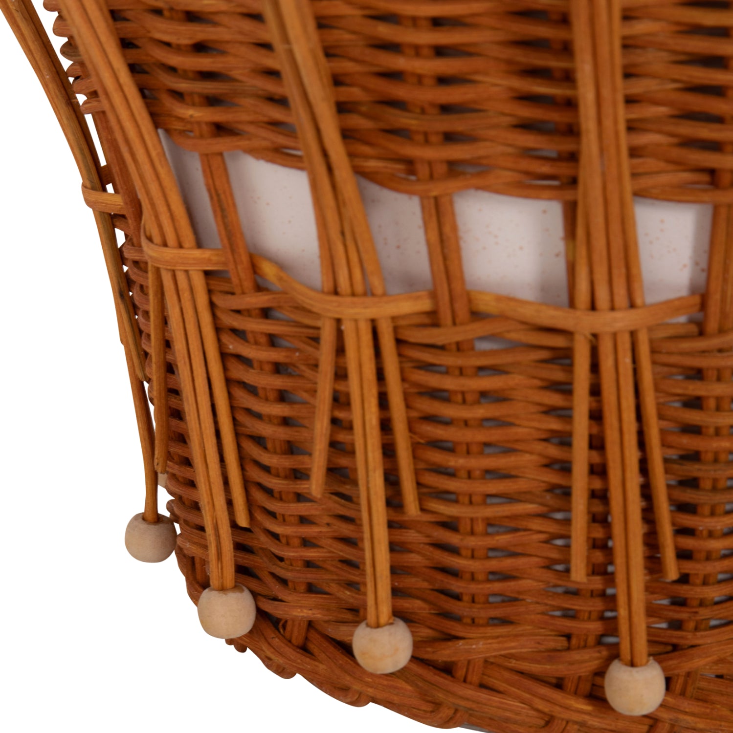 Кръгла странична маса PERRAL фибро цимент в бял - натурален ратан -- φ42x36всм.