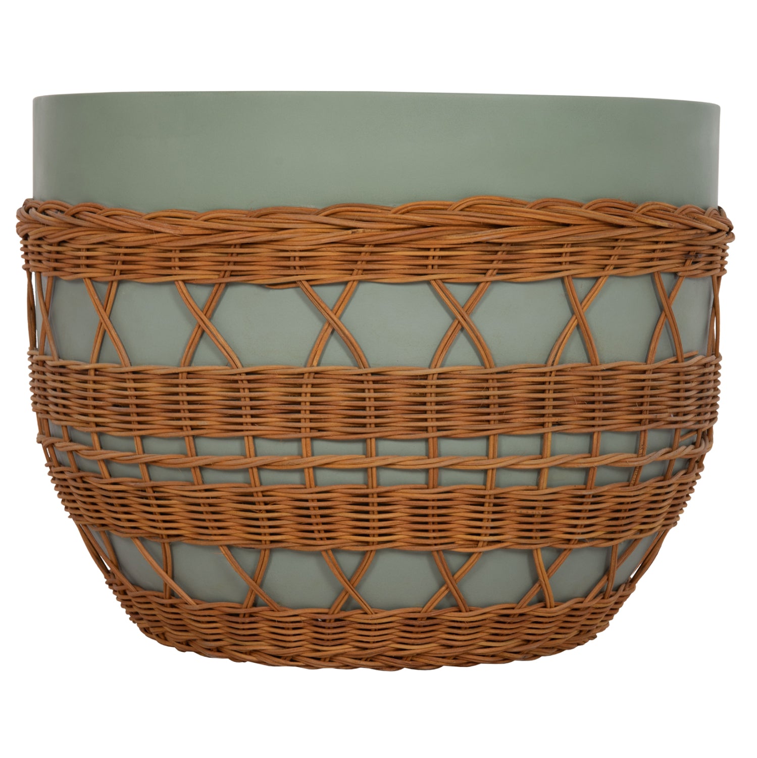 Холна маса Vilhena фибрo цимент зелен-ратан естествен ф56x47cm.