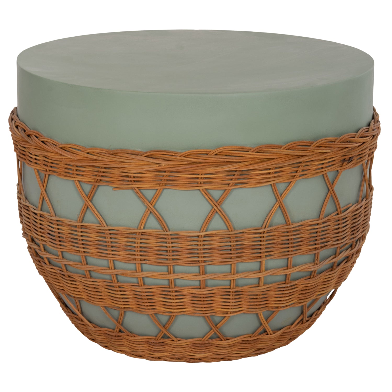 Холна маса Vilhena фибрo цимент зелен-ратан естествен ф56x47cm.