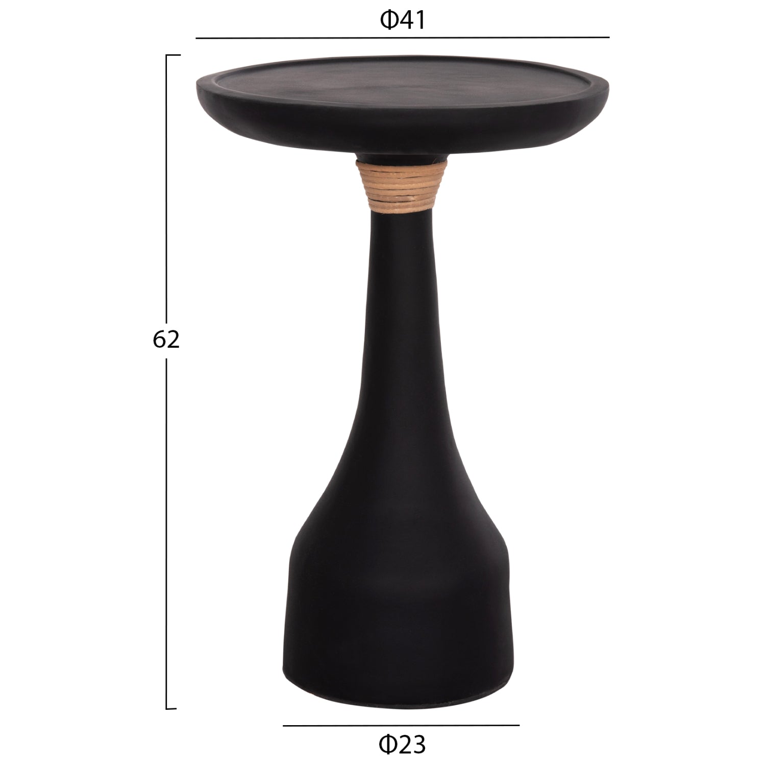 Странична маса за лампа TORG фиброцимент черна φ41x62cm.