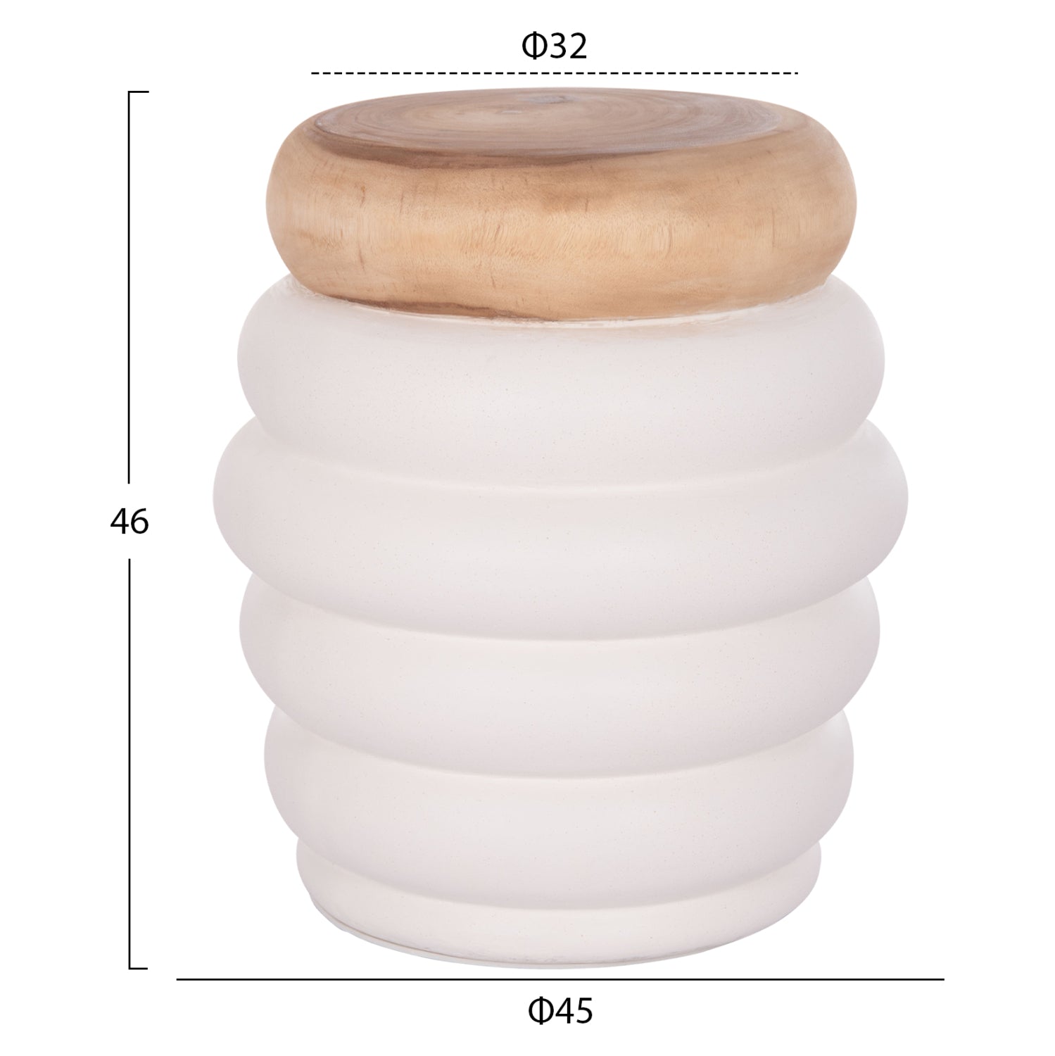 Странична маса PUFFAT естествен-бял цвят Φ45x46см