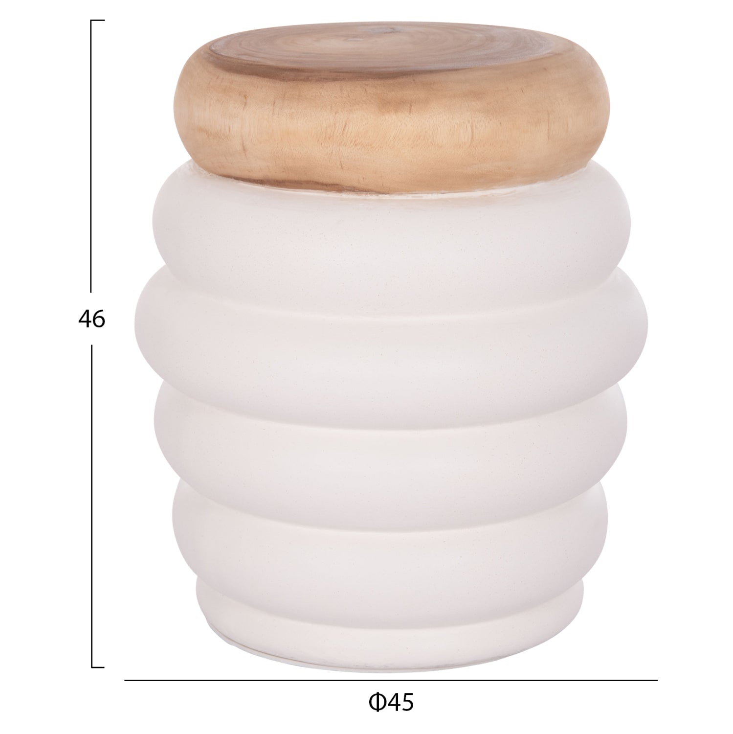 Странична маса PUFFAT естествен-бял цвят Φ45x46см