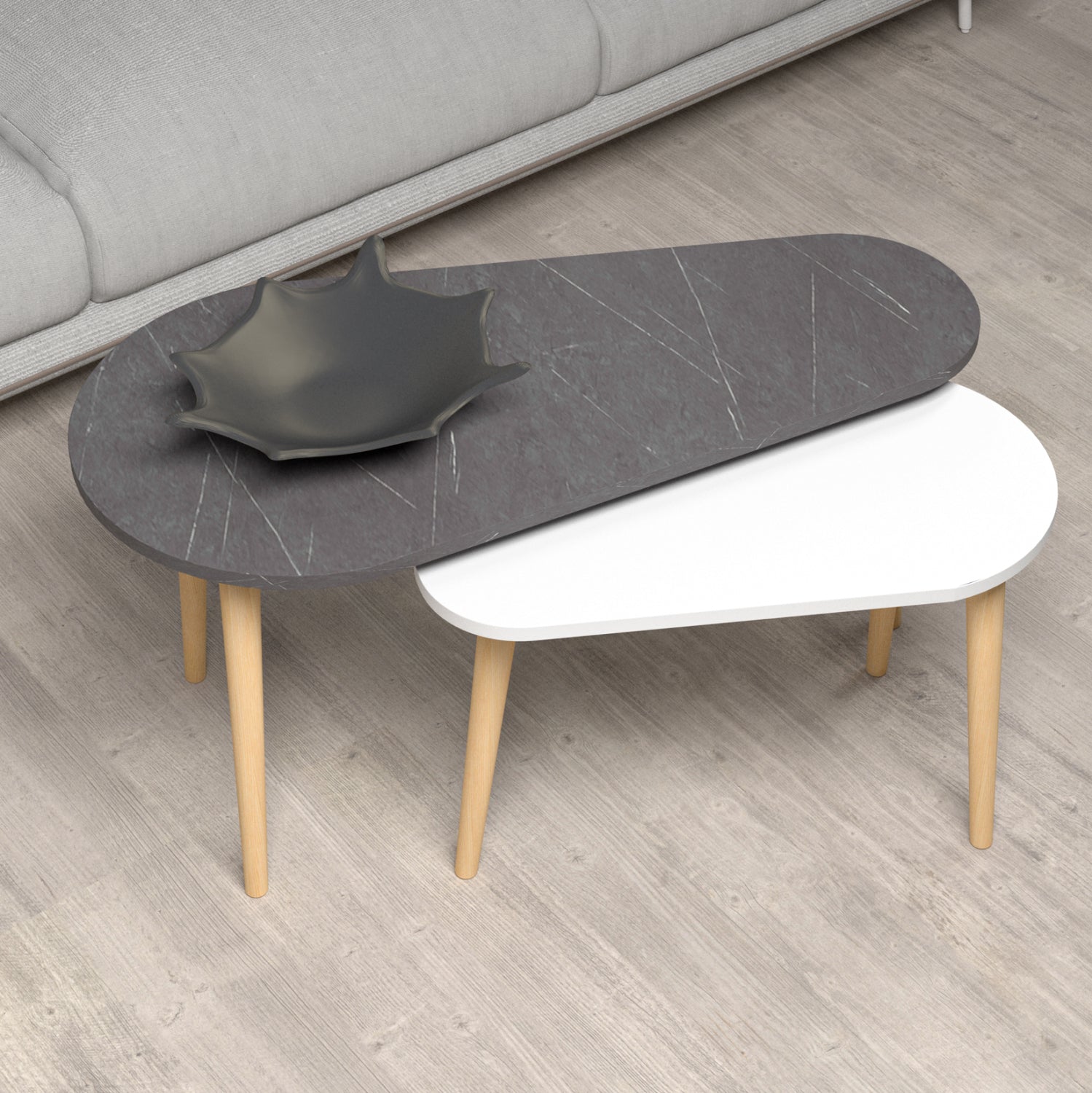 Комплект холни маси 2 бр APRILIA черен-бял цвят 95x47x47см