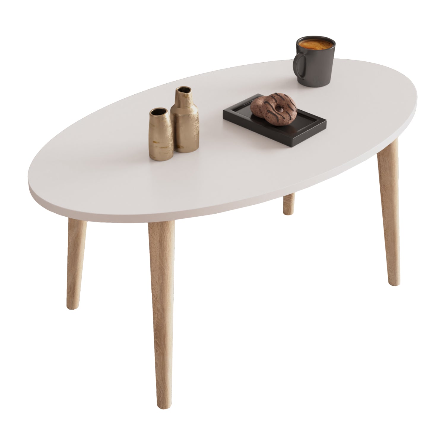 Комплект масички за кафе и 3 странични масички vital бял меламин-сонама дърво