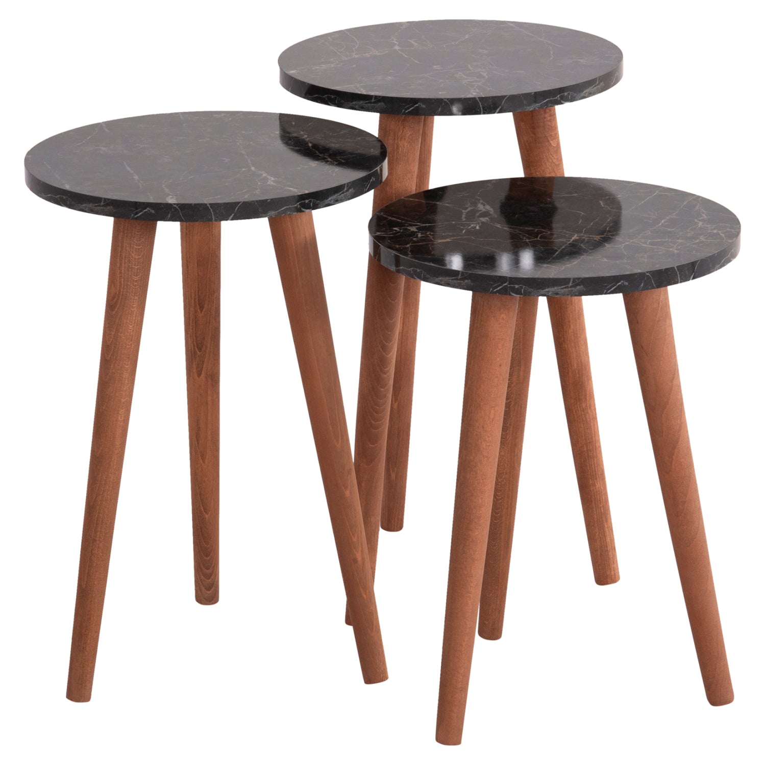 Комплект холни маси 4 бр VITAL черен-орех цвят