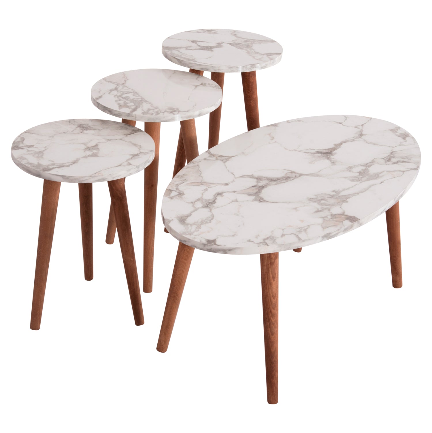 Комплект холни маси 4 бр VITAL бял-орех цвят