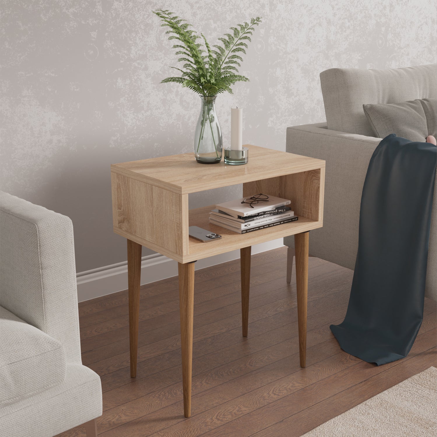 Нощно шкафче  TODD естествен цвят 45x30x58см