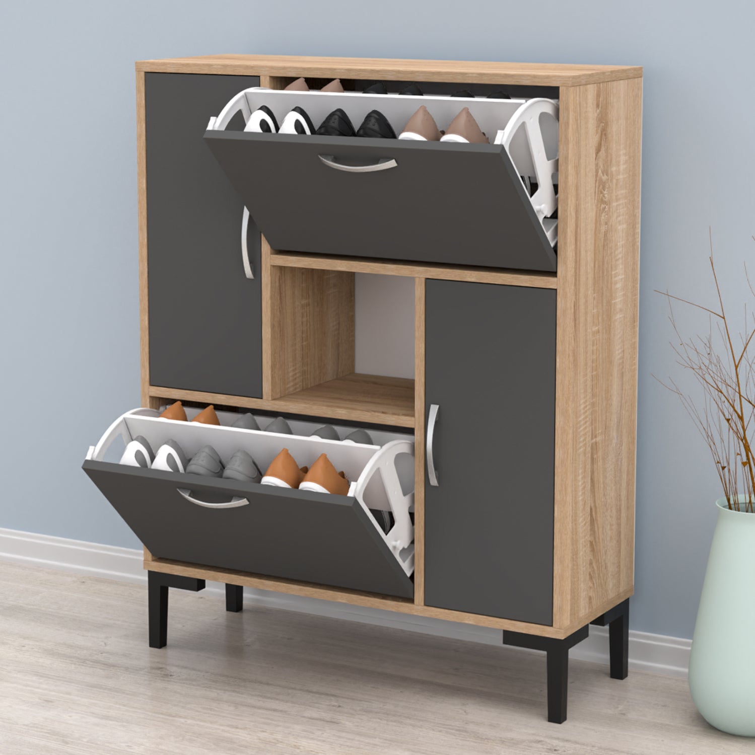 Шкаф за обувки MEDY цвят сонама-антрацит 85x30x108.5