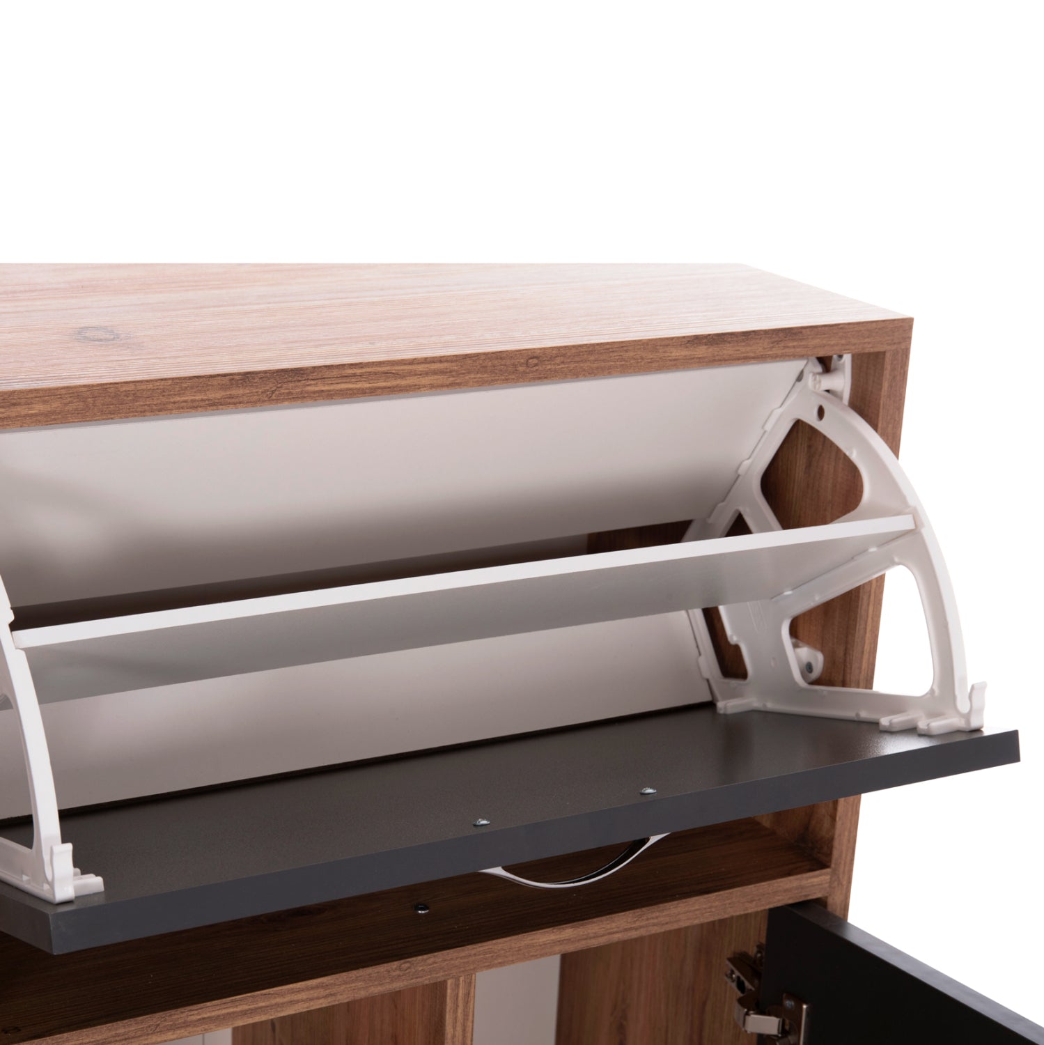 Шкаф за обувки Medy от меламин в естествен цвят и черно-кафяви крака 85x30x108.5 см