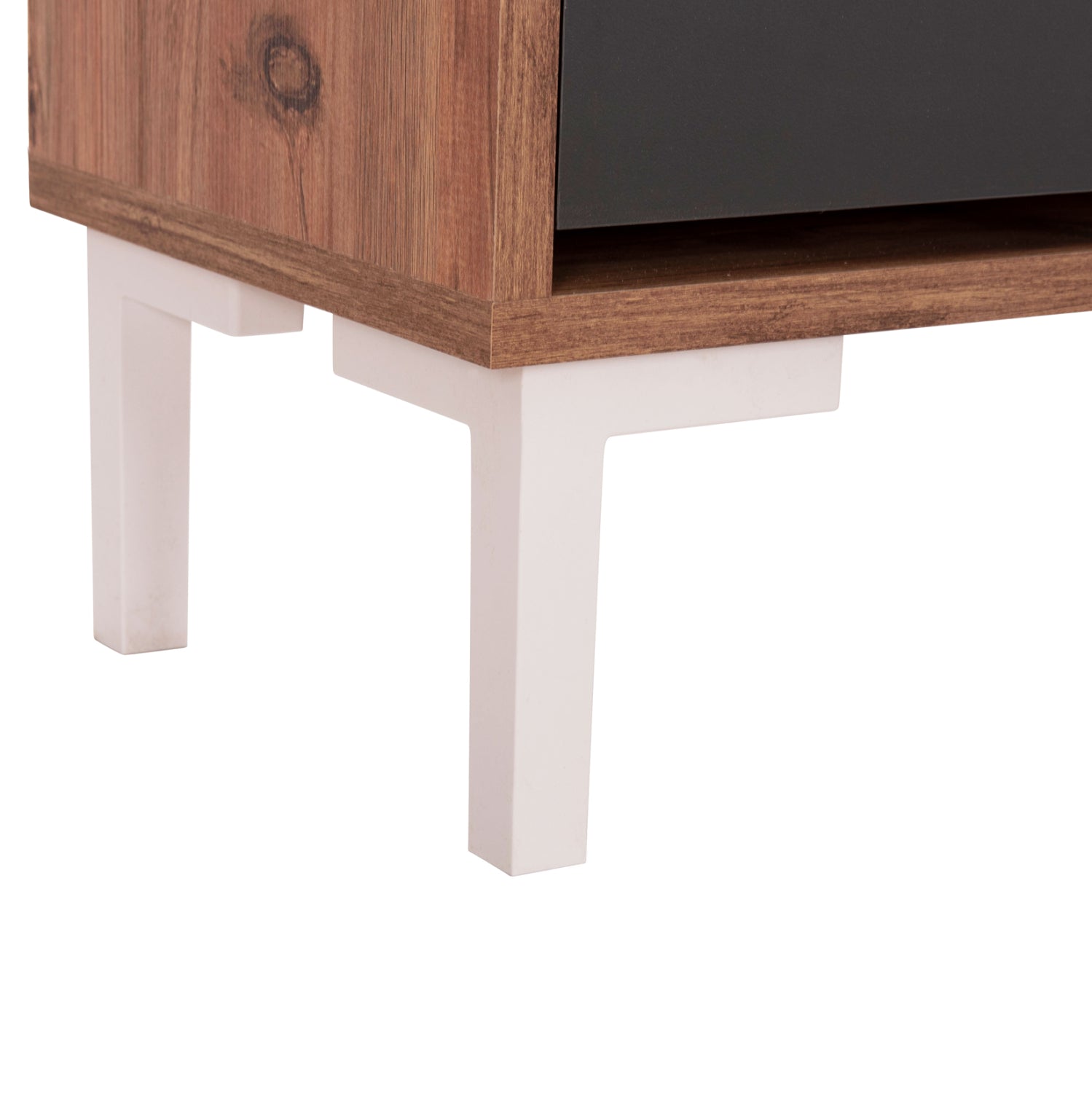 Шкаф за обувки Medy от меламин в естествен цвят и черно-кафяви крака 85x30x108.5 см