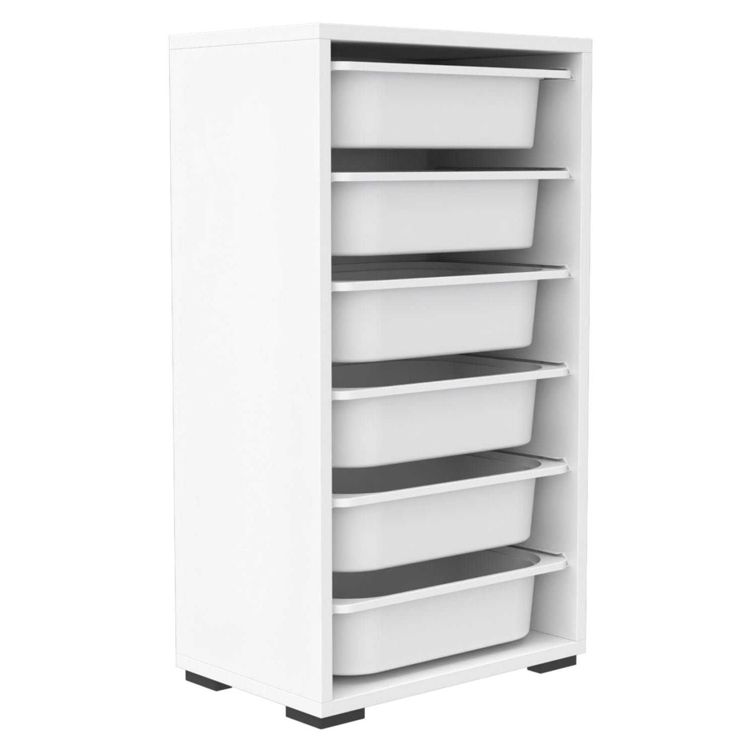 Скрин SANI с чекмеджета от меламин в бяло - 6 бели чекмеджета pe 45.5x30x83см