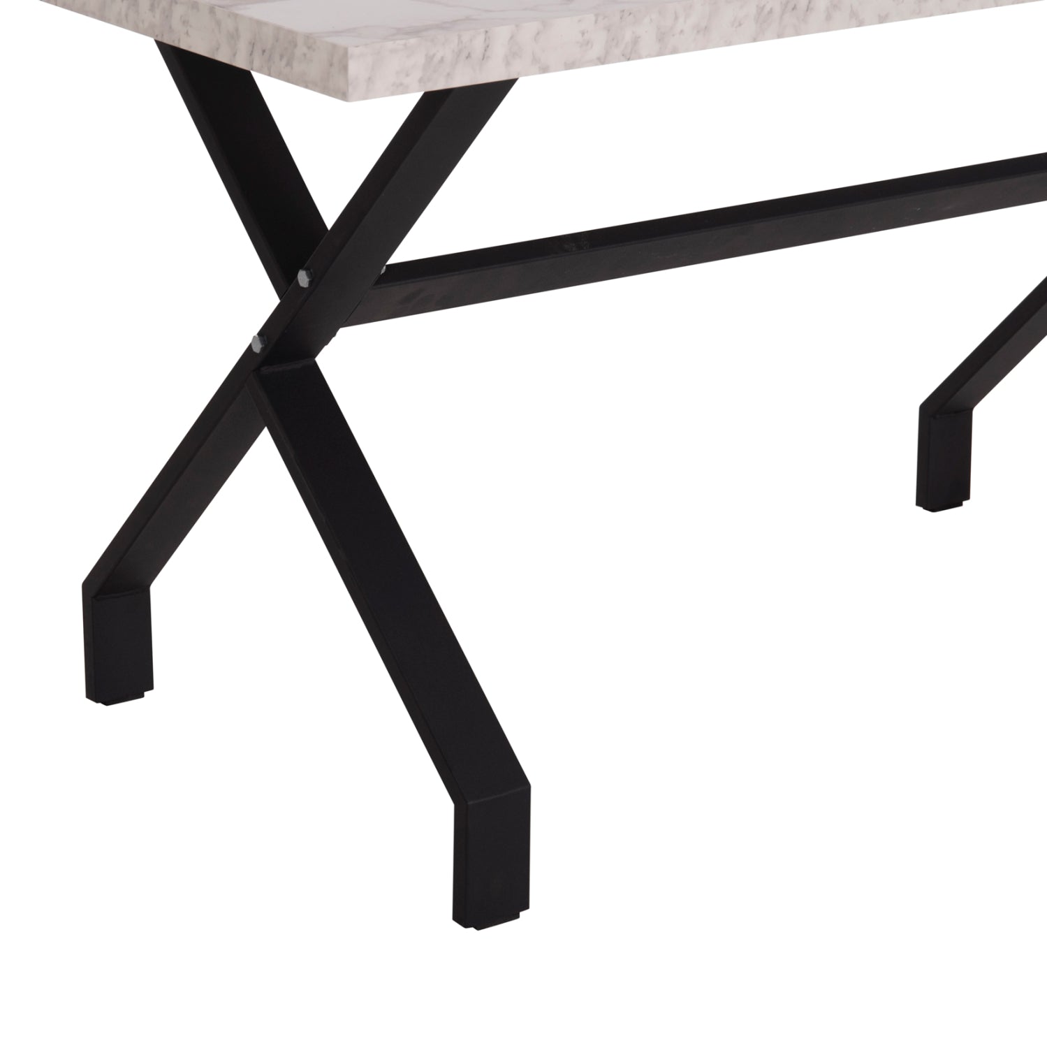 Трапезна маса LANA меламин бял мрамор - черни метални крака 140x70x72см