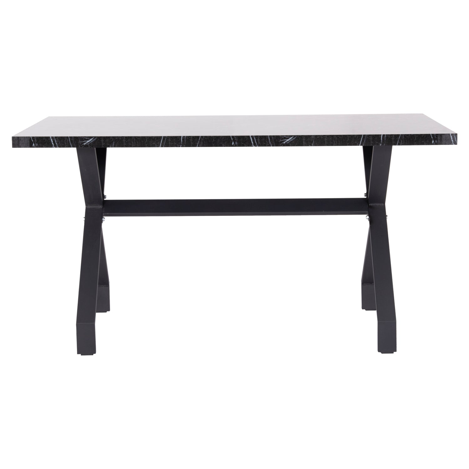 Трапезна маса LANA меламин черен мрамор - черни метални крака 140x70x72.5см
