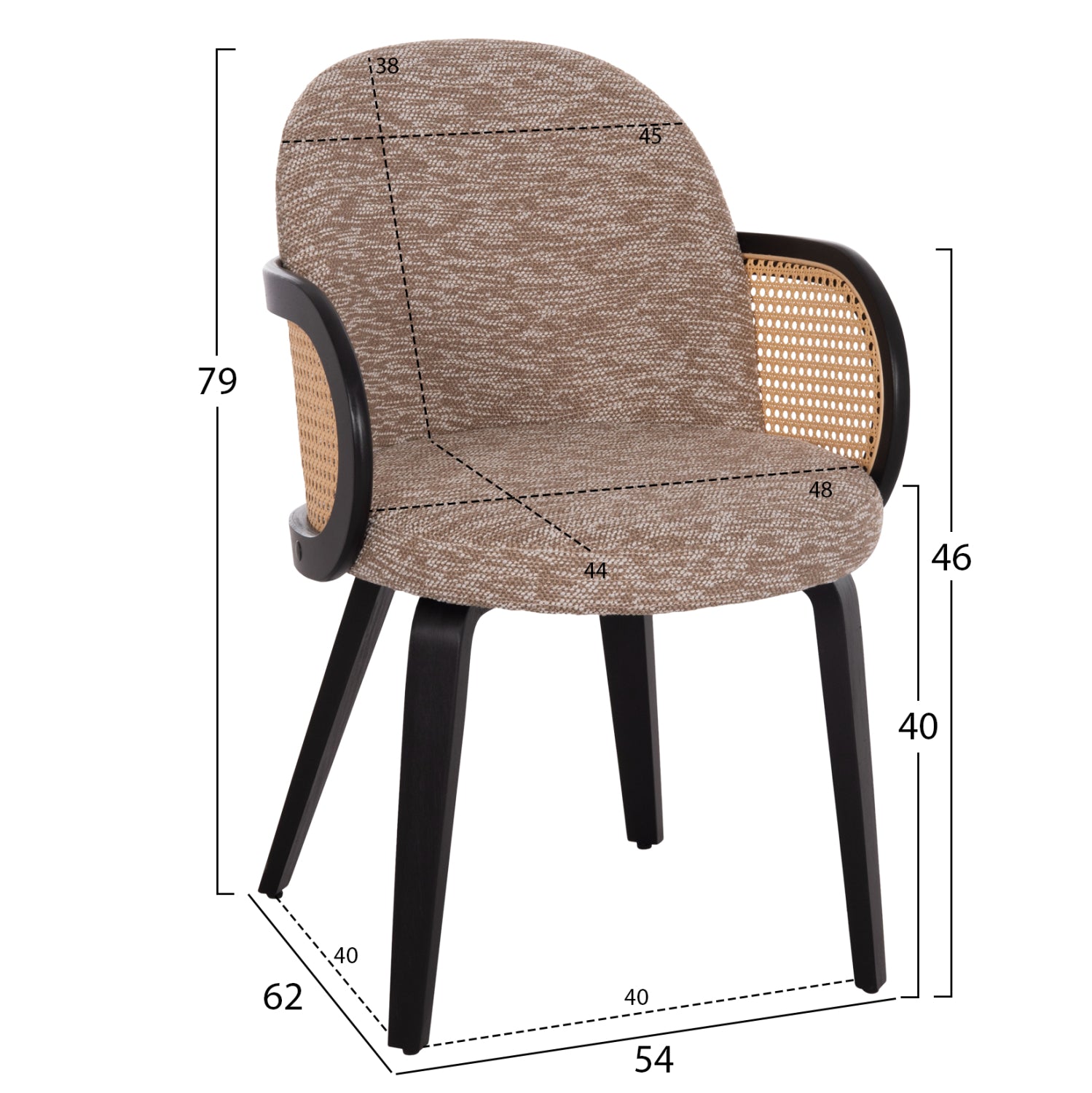 Кресло Becker кафяв-черен цвят 54х62х79см