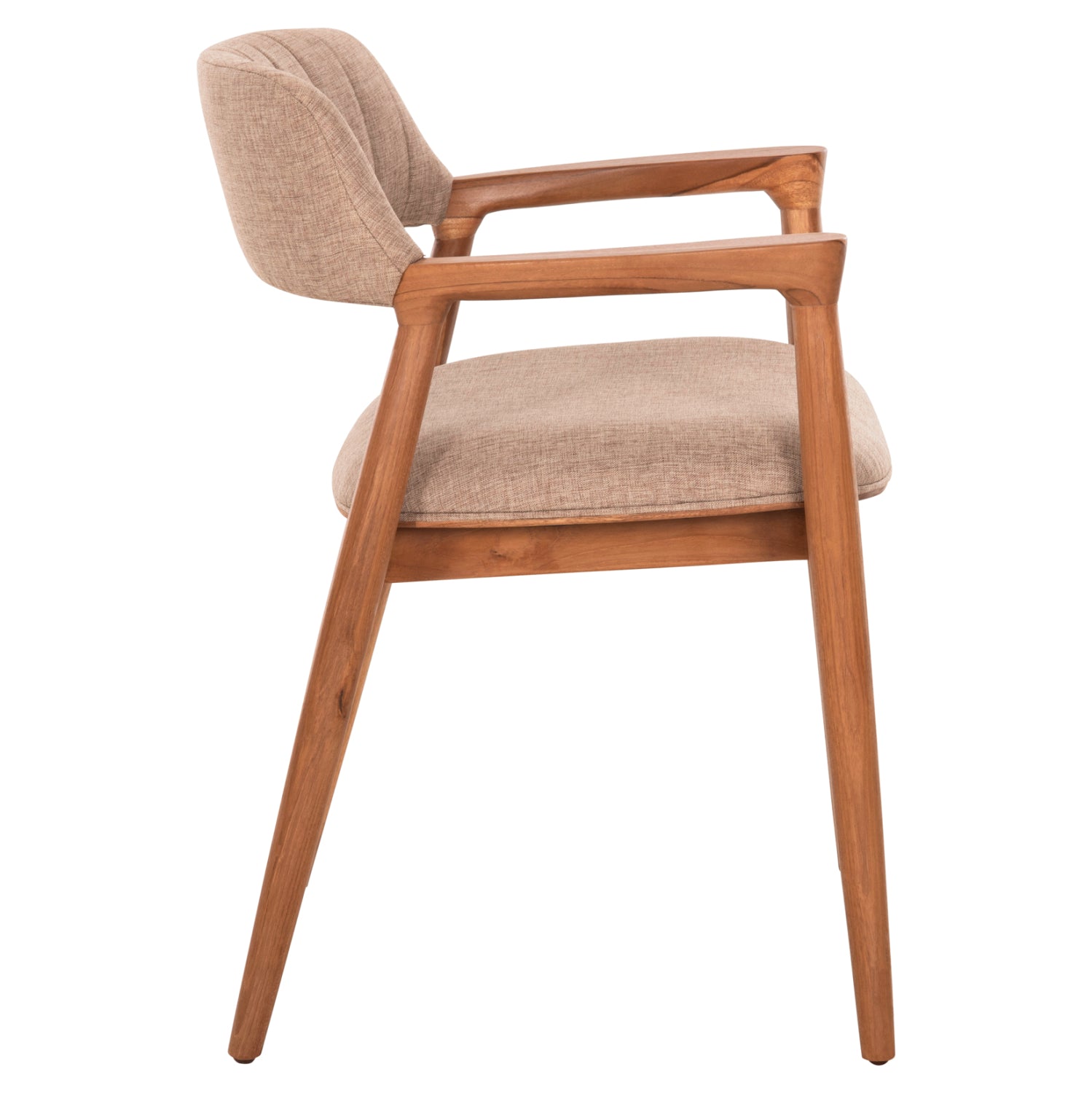 Кресло Джеймс тиково дърво /бежова дамаска 57x52x76