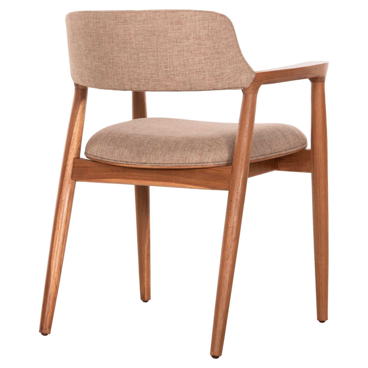 Кресло Джеймс тиково дърво /бежова дамаска 57x52x76