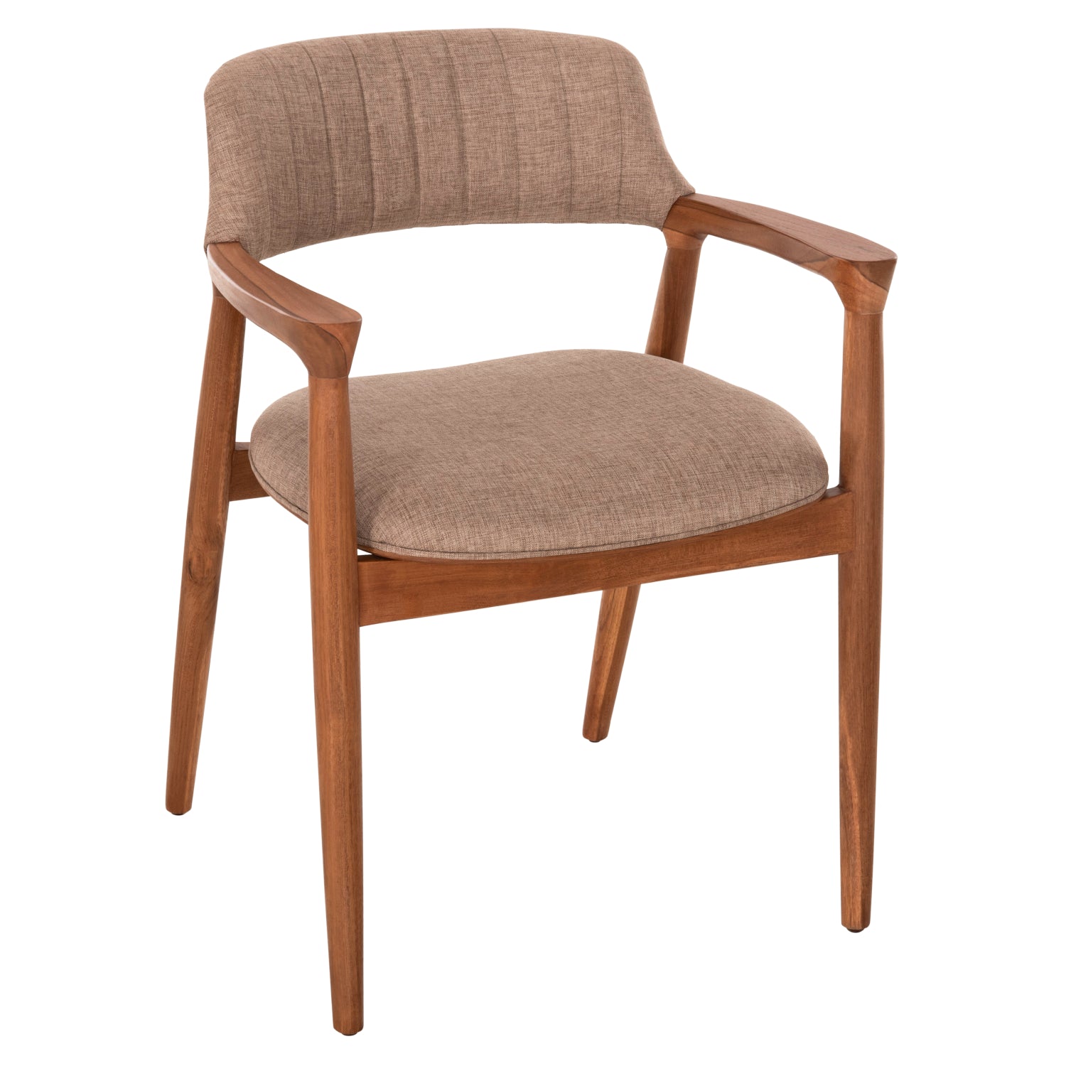 Кресло Джеймс тиково дърво /бежова дамаска 57x52x76