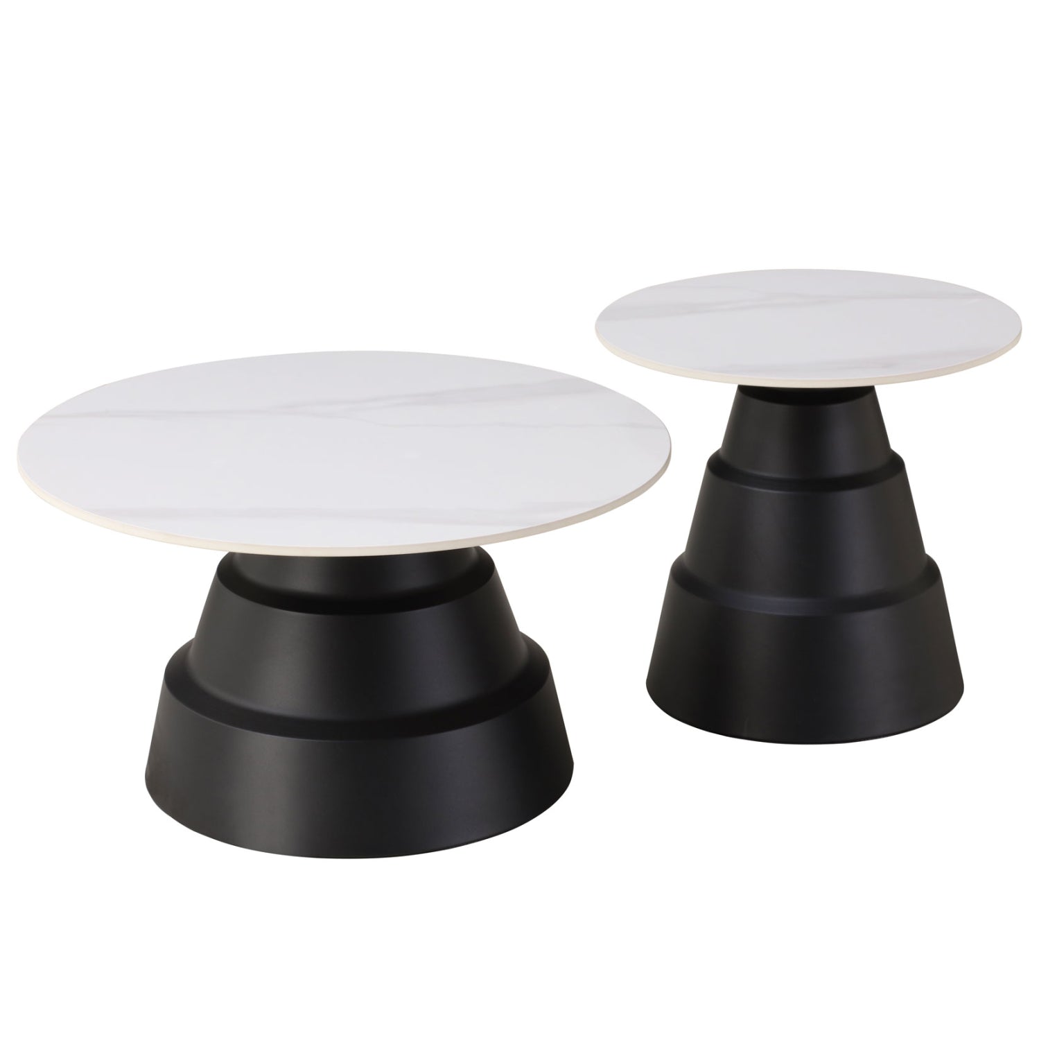 Комплект холни маси LIDOK бял-черен цвят Φ50см и Φ70см