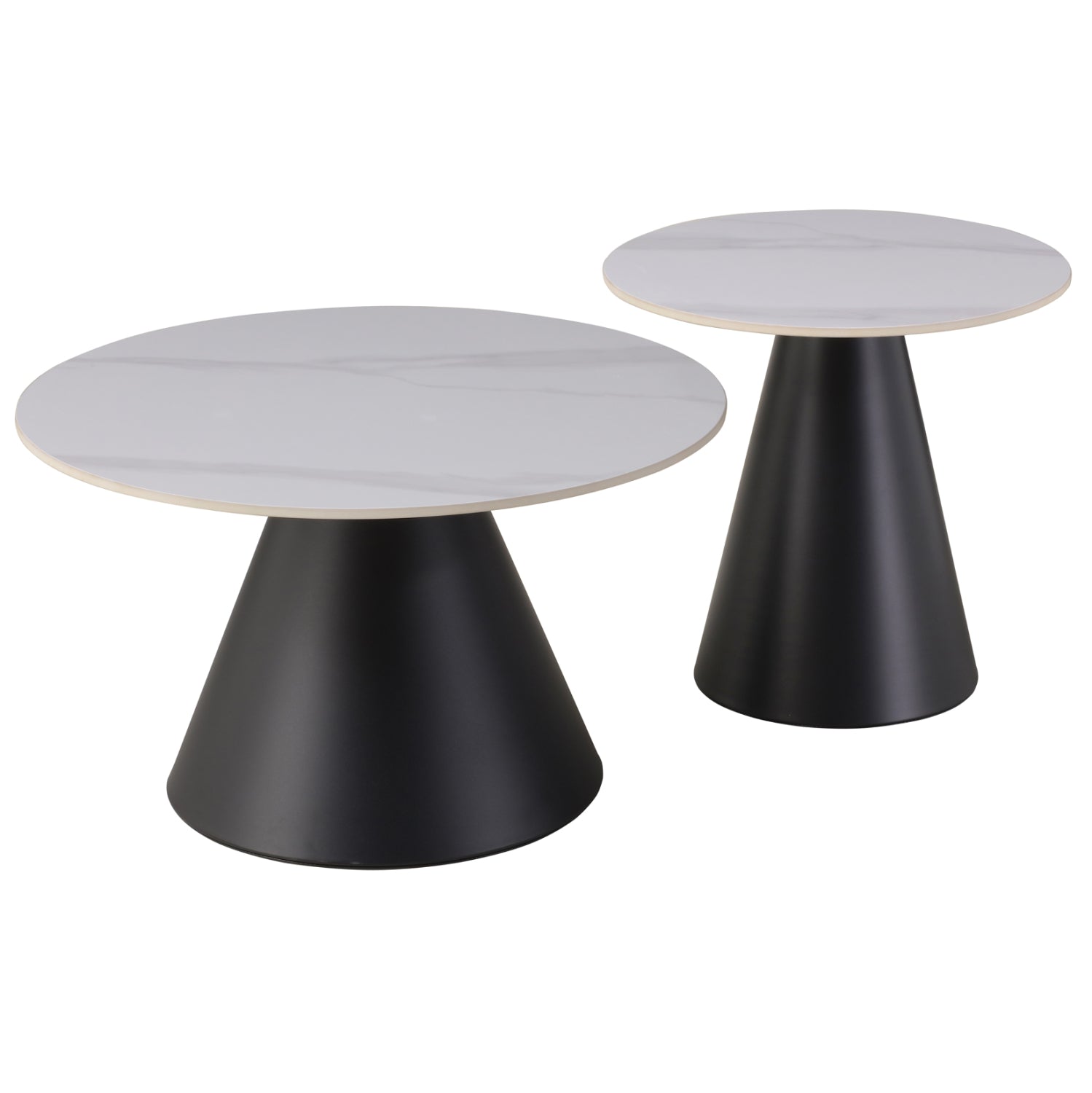 Керамични холни маси RIDGE с вид на бял мрамор φ50cm и φ70cm