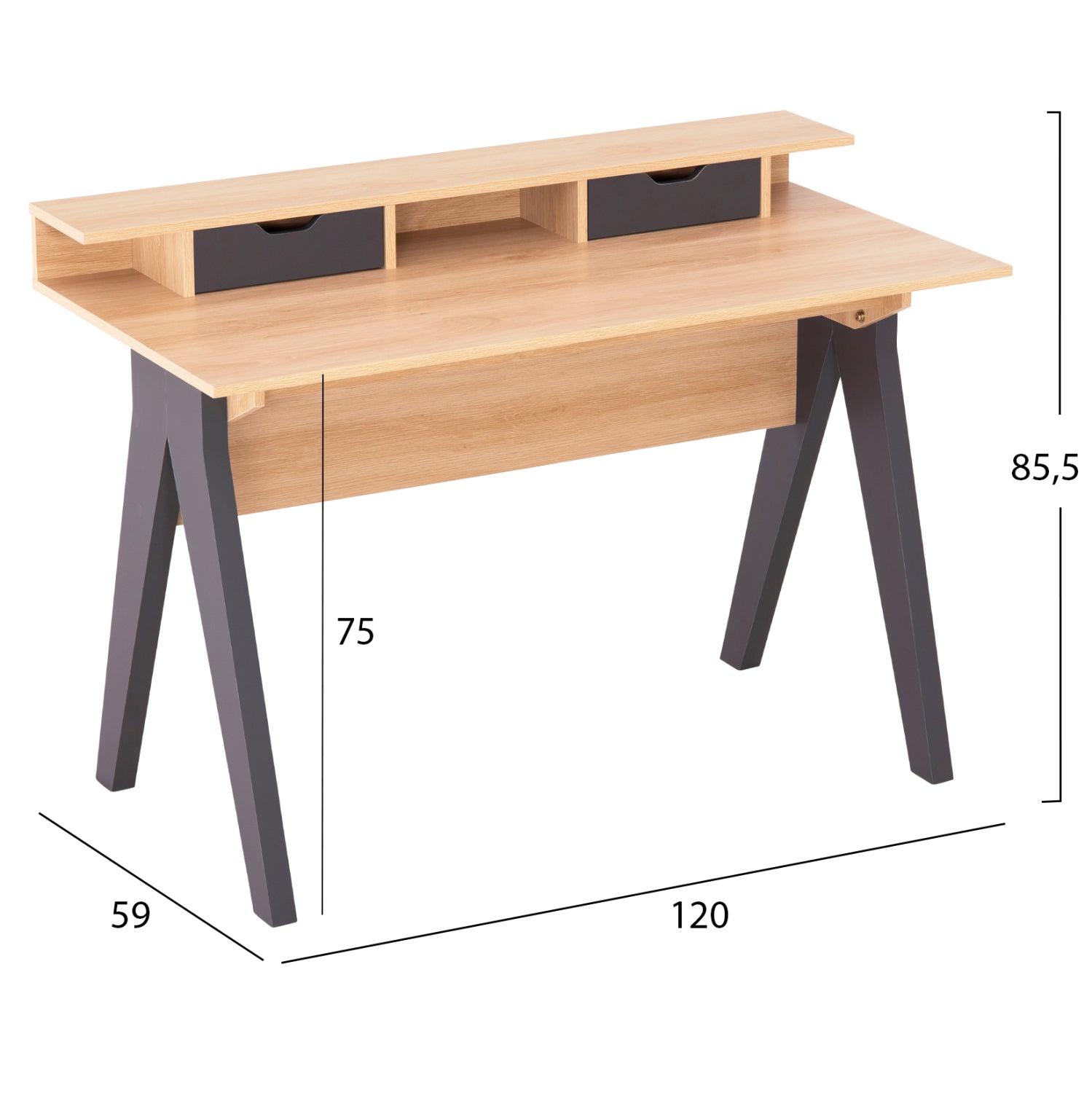 Офис бюро REXIN сонома-сив цвят 120x19-59x75-85.5см