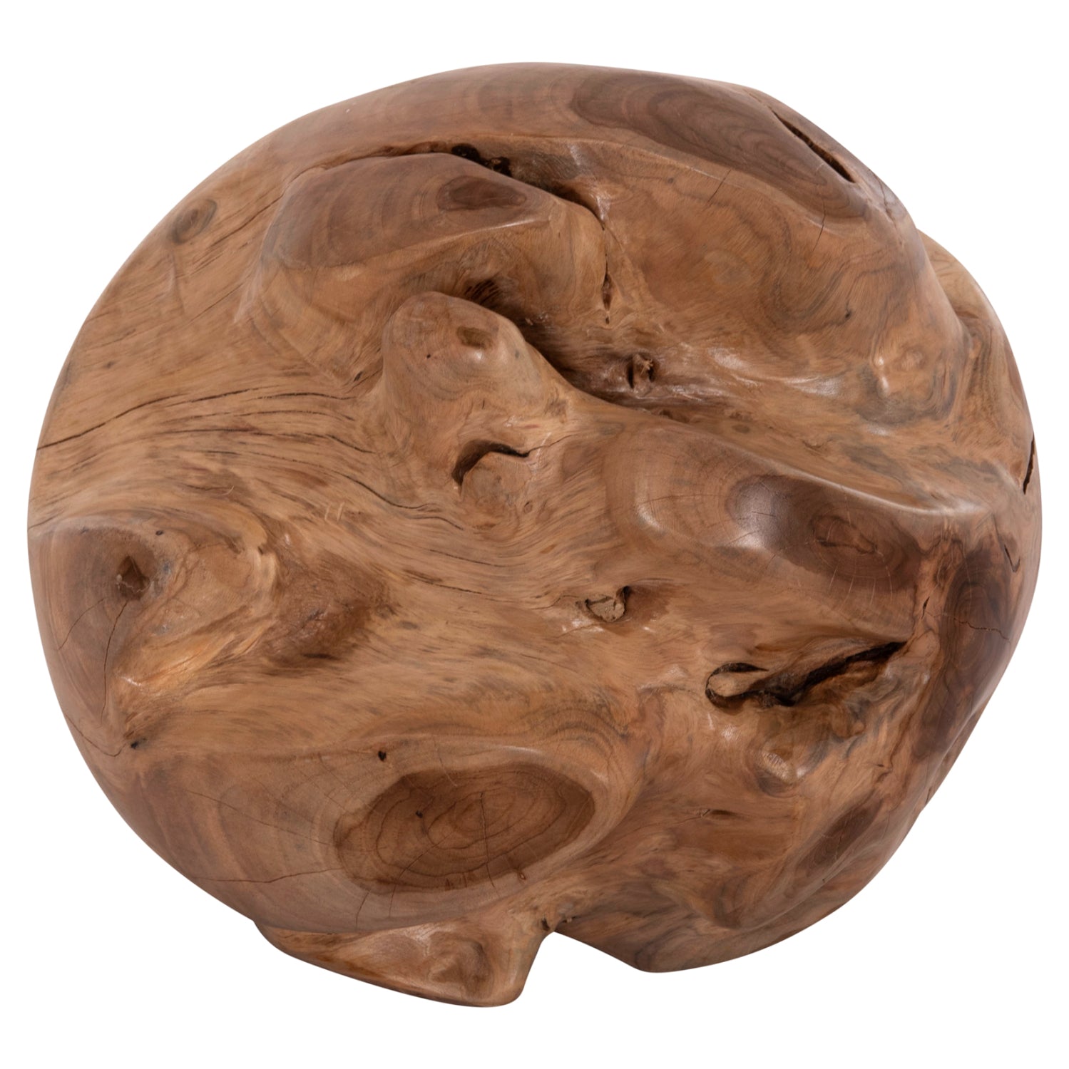 Декоративна подова неправилна топка Clemor- тиково дърво – естествена φ30см