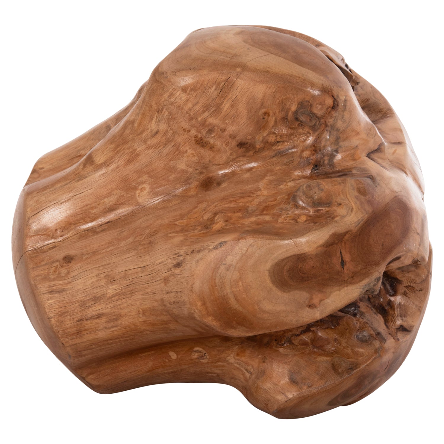 Декоративна подова неправилна топка Clemor- тиково дърво - естествена φ40см