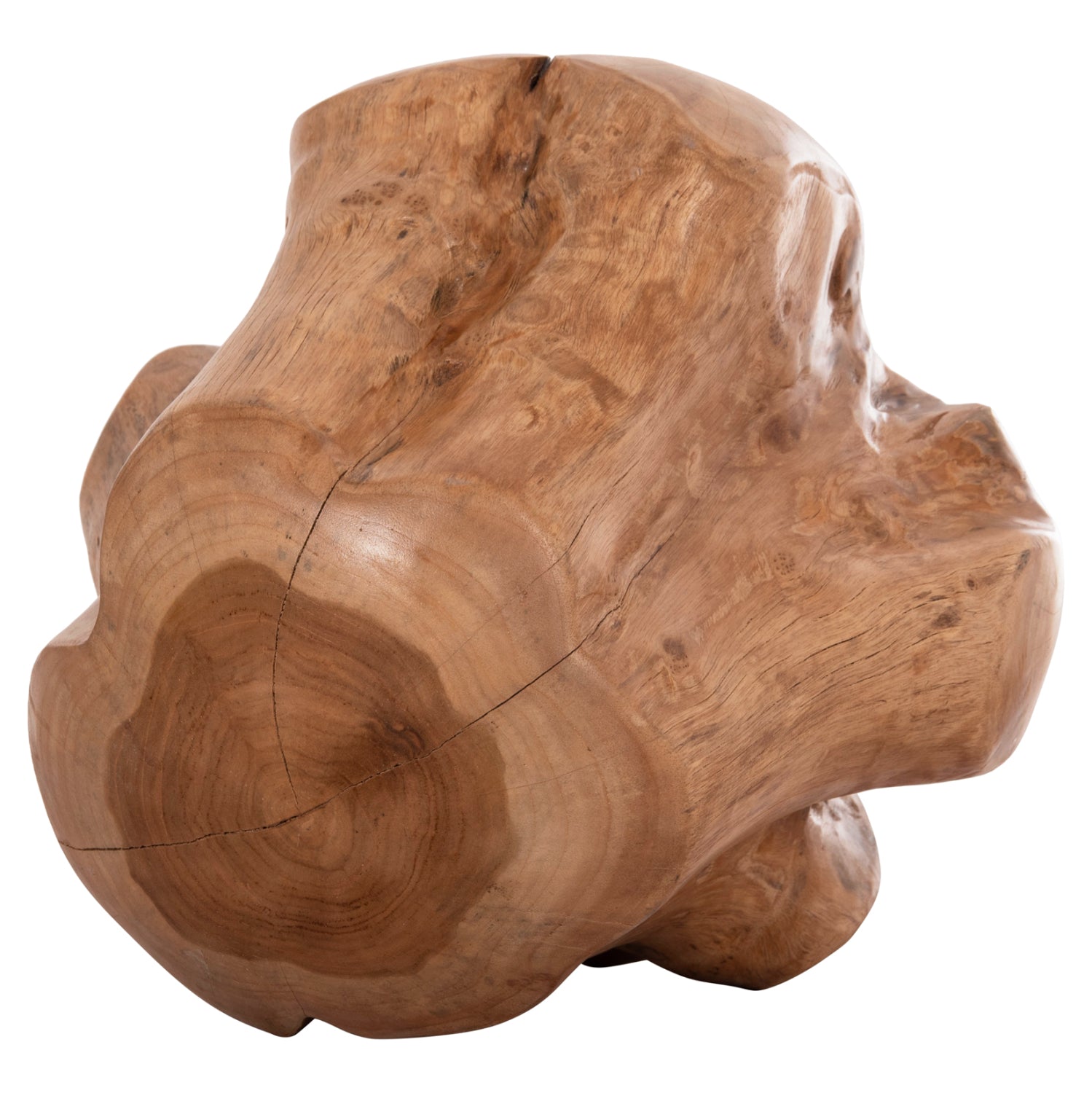 Декоративна подова неправилна топка Clemor- тиково дърво - естествена φ40см